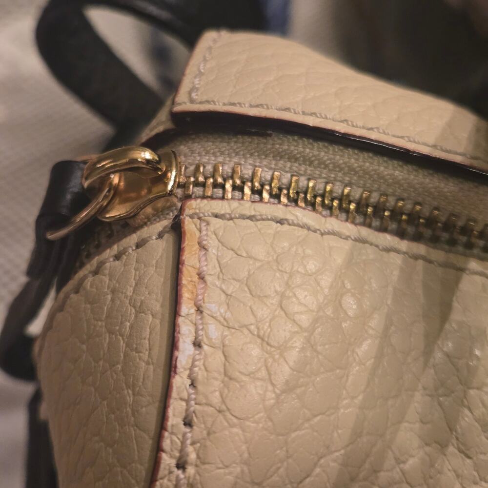 Kate Spade Southport Ave Alessa Satchel/Cross Body Beige Black Pebbled Leather - Picture 14 of 15
